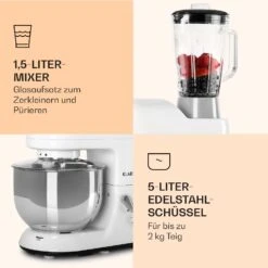 Lucia Küchenmaschine 3-in-1 2000 W / 2,7 PS 5 Ltr Edelstahl BPA-frei 14 Lucia Küchenmaschine 3-in-1 2000 W / 2,7 PS 5 Ltr Edelstahl BPA-frei -Klarstein 10008236 de 0006 logo