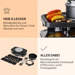 Entrecote 2-in-1 Raclettegrill & Fondue Naturstein 1100W 8 Personen 12 Entrecote 2-in-1 Raclettegrill & Fondue Naturstein 1100W 8 Personen -Klarstein 10022268 de 0005 logo