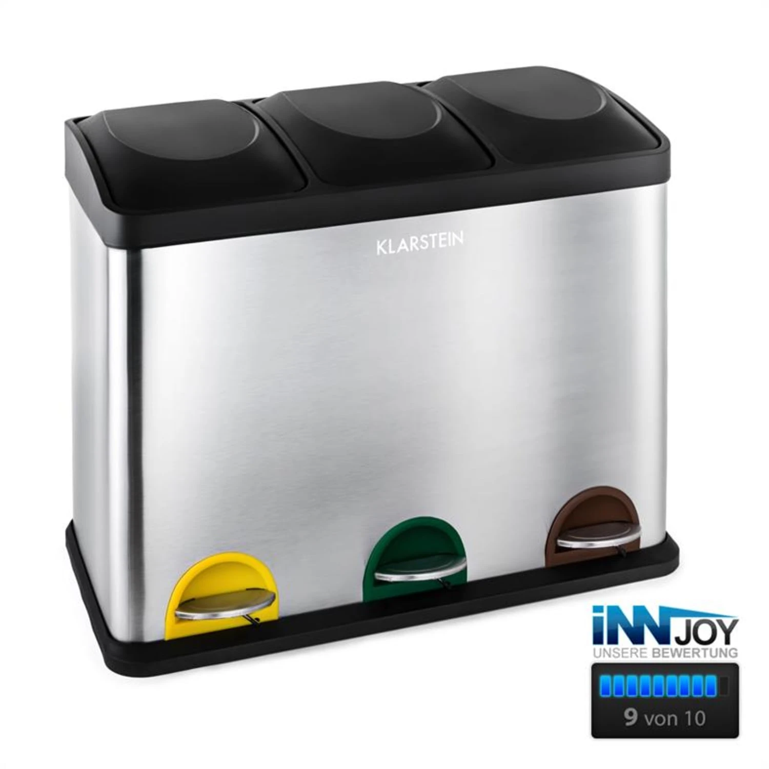 Ökosystem Edelstahl-Tretabfalleimer 45 Liter Recycling 3 Ökosystem Edelstahl-Tretabfalleimer 45 Liter Recycling