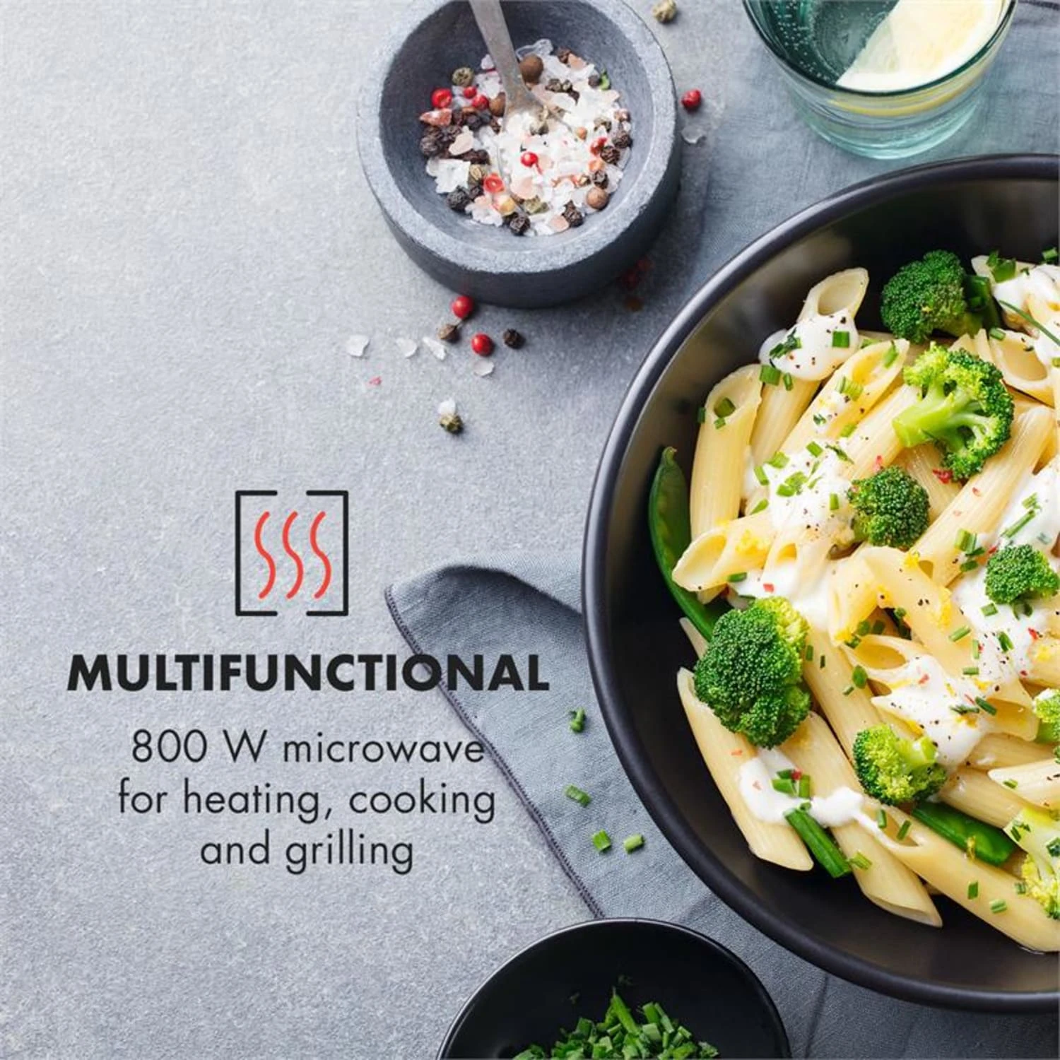 Fine Dinesty 2in1-Mikrowellen-Ofen Retro 23L 1000W 12 Programme Creme 6 Fine Dinesty 2in1-Mikrowellen-Ofen Retro 23L 1000W 12 Programme Creme – Bild 4