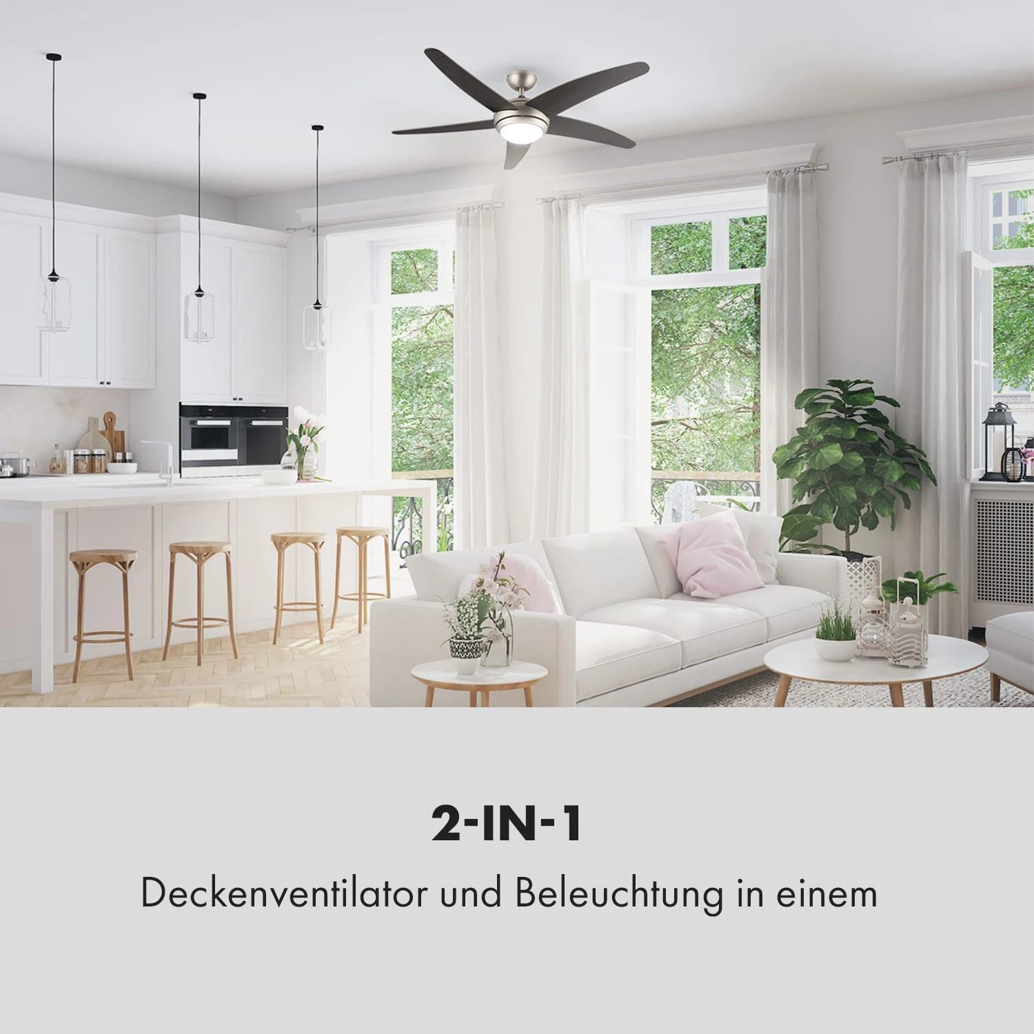 Bolero 2-in-1-Deckenventilator Leuchte 55W 10212 M³/h Fernbedienung 4 Bolero 2-in-1-Deckenventilator Leuchte 55W 10212 M³/h Fernbedienung – Bild 2