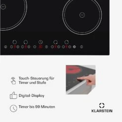 Virtuosa Keramikkochfeld Einbauherd 6500W 59x52cm 4 Zonen Glaskeramik 15 Virtuosa Keramikkochfeld Einbauherd 6500W 59x52cm 4 Zonen Glaskeramik -Klarstein 10029239 de 0005 usp
