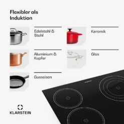 Virtuosa Keramikkochfeld Einbauherd 6500W 59x52cm 4 Zonen Glaskeramik 17 Virtuosa Keramikkochfeld Einbauherd 6500W 59x52cm 4 Zonen Glaskeramik -Klarstein 10029239 de 0007 usp