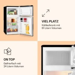 Monroe Kühl- & Gefrierkombination 61/24 Liter 0 - 10 °C 70 Watt -Klarstein 10029331 de 0003 logo