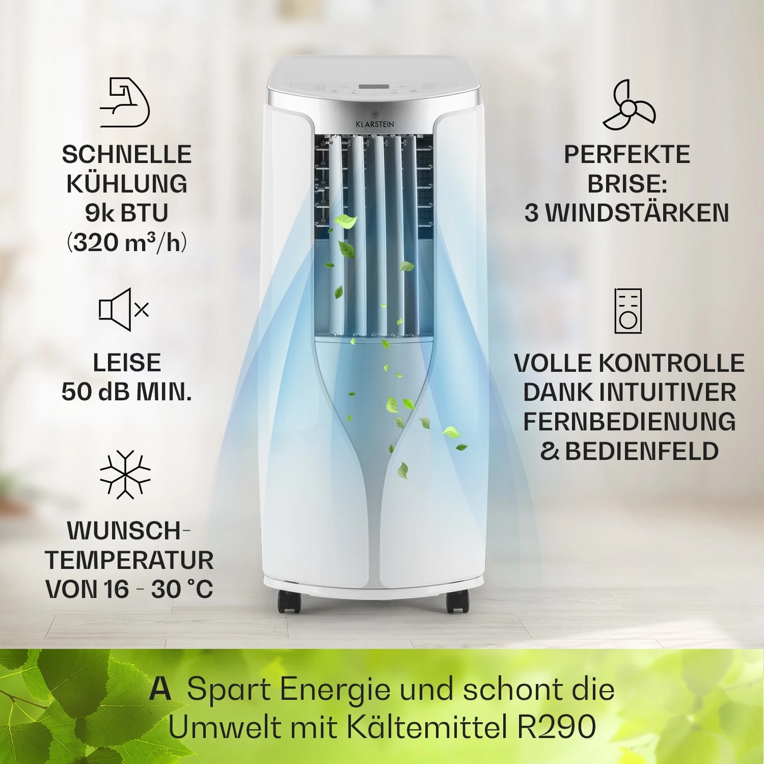 New Breeze 9 Mobile Klimaanlage 4-in-1 9.000 BTU / 2,6 KW Mobil Timer 5 New Breeze 9 Mobile Klimaanlage 4-in-1 9.000 BTU / 2,6 KW Mobil Timer – Bild 3