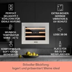 Vinsider 24 Built-In Uno Einbau-Weinkühlschrank 24 Flaschen 57 Liter -Klarstein 10029819 DE 0002 usp