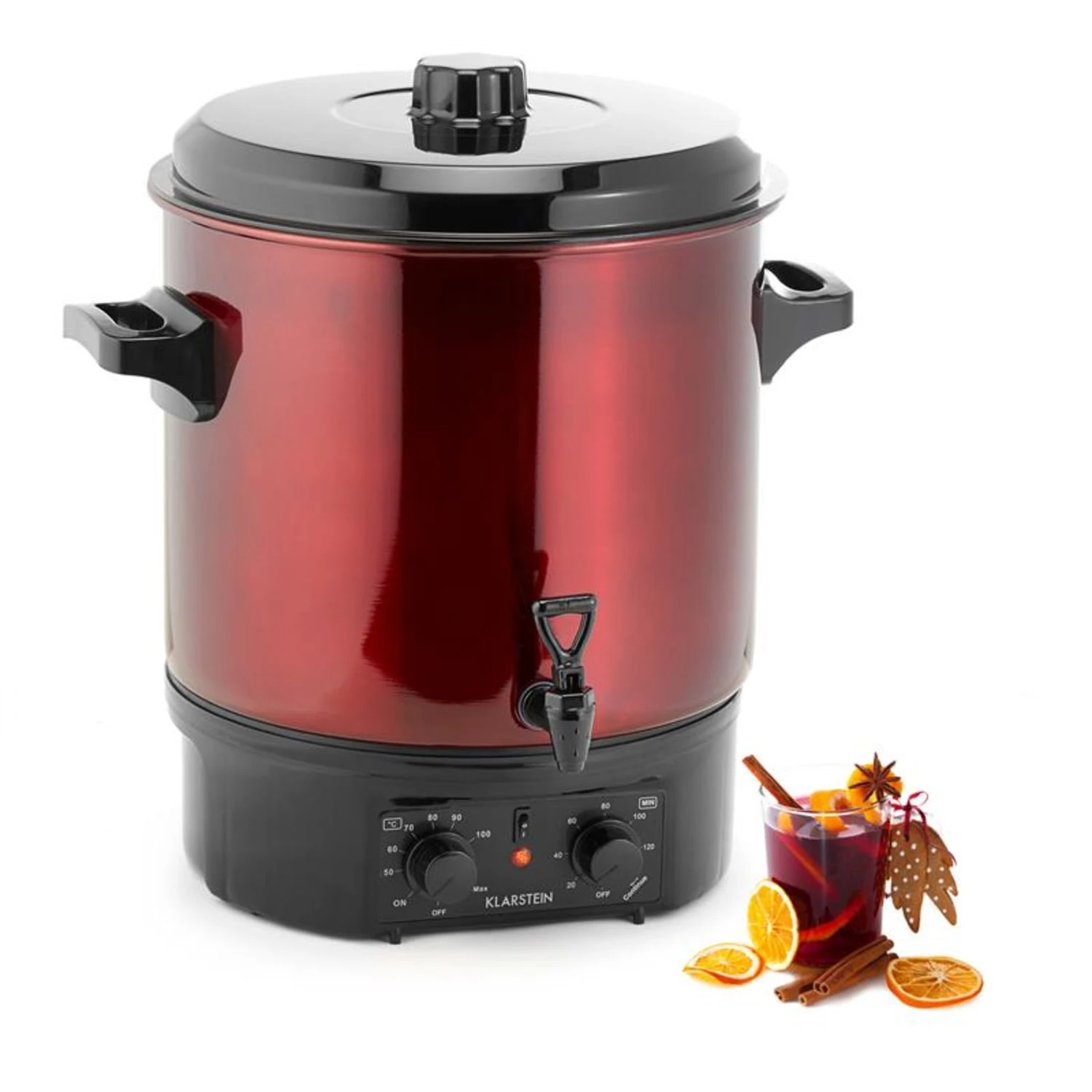 Biggie Einkochautomat Edelstahl 27 Liter 2000W Timer Rot 3 Biggie Einkochautomat Edelstahl 27 Liter 2000W Timer Rot