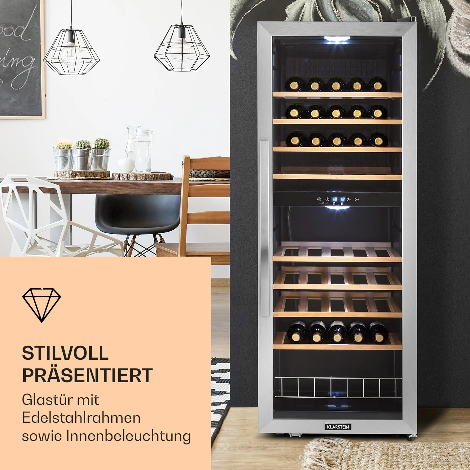Vinamour 54 Duo Weinkühlschrank 2 Zonen 148 Ltr 54 Fl Touch-Display 4 Vinamour 54 Duo Weinkühlschrank 2 Zonen 148 Ltr 54 Fl Touch-Display – Bild 2