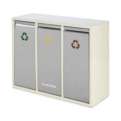 Ordnungshüter 3 Mülleimer Mülltrenner 45L (3 X 15 L) Cremebeige -Klarstein 10031320 yy 0006 front Klarstein Ordnungshueter 3 Muelleimer cremebeige