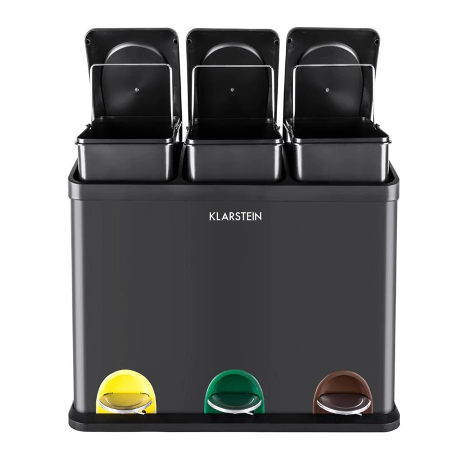 Ökosystem Mülleimer Treteimer Mülltrenner 45L (3x15 L) Schwarz 4 Ökosystem Mülleimer Treteimer Mülltrenner 45L (3x15 L) Schwarz – Bild 2