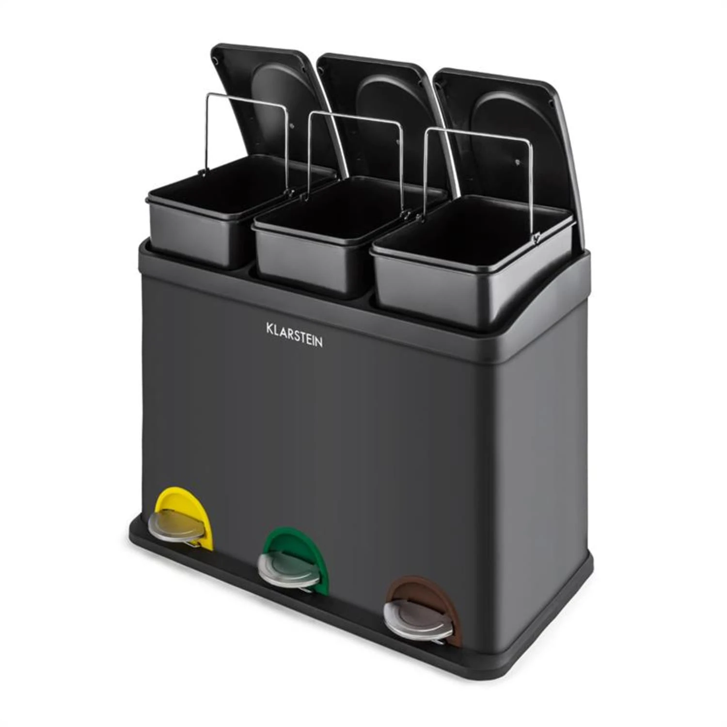 Ökosystem Mülleimer Treteimer Mülltrenner 45L (3x15 L) Schwarz 6 Ökosystem Mülleimer Treteimer Mülltrenner 45L (3x15 L) Schwarz – Bild 4