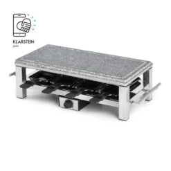 Schmelzlette Raclette 1500W Naturstein-Platte Edelstahlgehäuse -Klarstein 10032028 yy 0007 logo Klarstein Schmelzlette Raclette 1500W Edelstahl