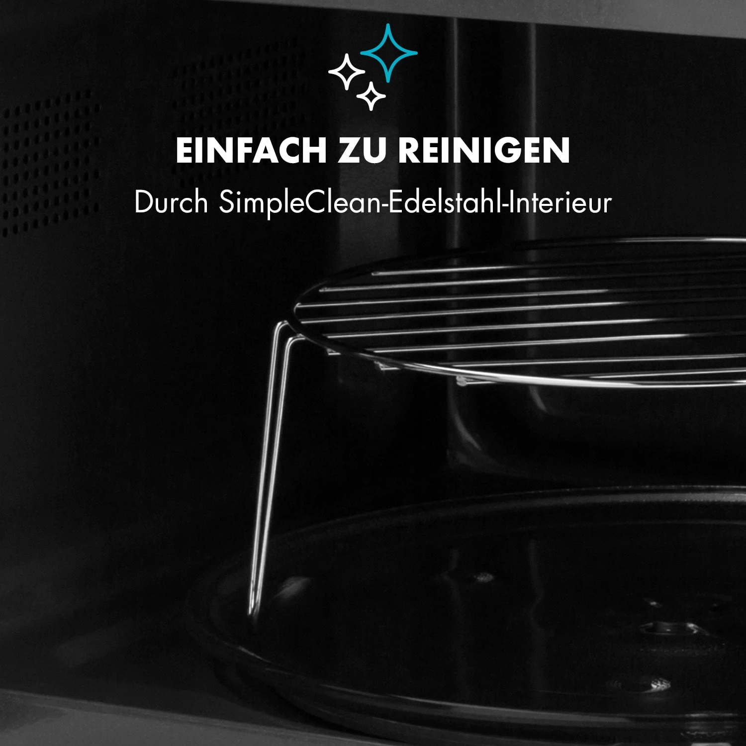Fine Dinesty 2-in-1-Mikrowelle: 23l 800W / Grill: 1000W Blau 9 Fine Dinesty 2-in-1-Mikrowelle: 23l 800W / Grill: 1000W Blau – Bild 7