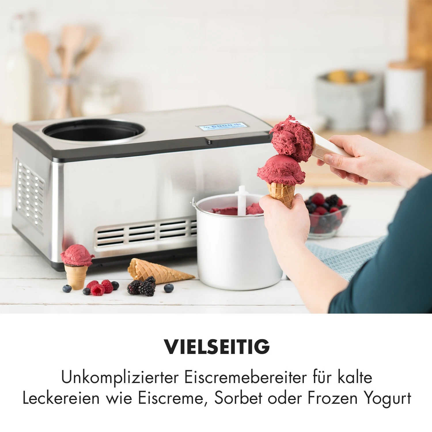 Dolce Bacio Eiscremebereiter Kompressor 2l LCD-Display Touch Edelstahl 4 Dolce Bacio Eiscremebereiter Kompressor 2l LCD-Display Touch Edelstahl – Bild 2