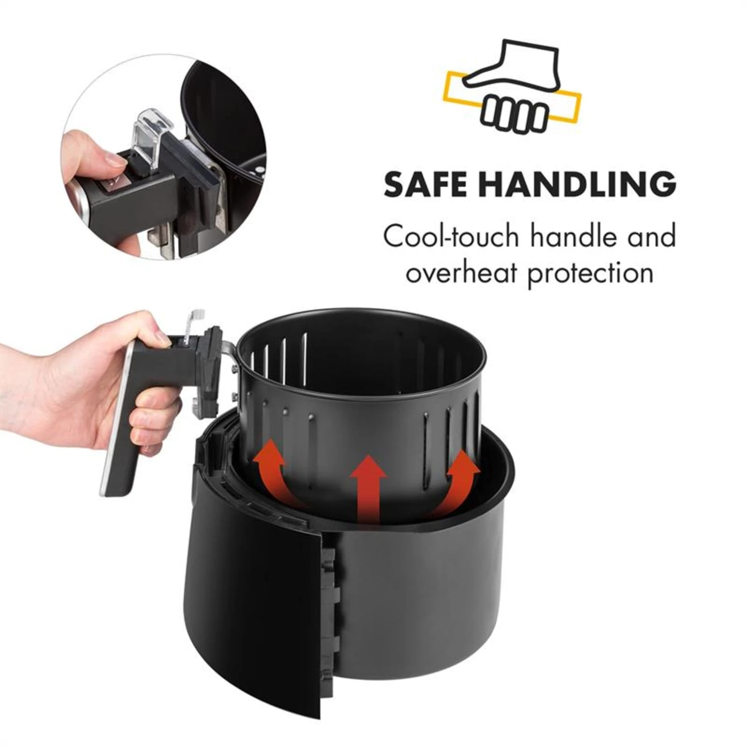 AirVital Heißluftfritteuse 1300W 2,5l CeraPlus-Antihaft Touch Schwarz 9 AirVital Heißluftfritteuse 1300W 2,5l CeraPlus-Antihaft Touch Schwarz – Bild 7