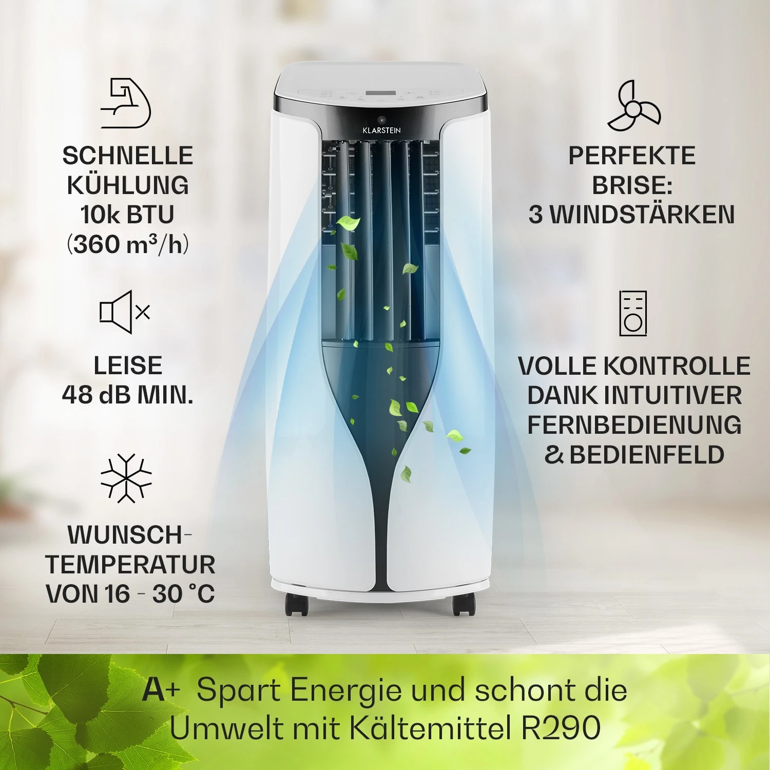 New Breeze ECO Mobile Klimaanlage 10.000 BTU / 2,9 KW EEK A+ 5 New Breeze ECO Mobile Klimaanlage 10.000 BTU / 2,9 KW EEK A+ – Bild 3