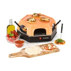 Klarstein 16 Capricciosa Pizzaofen 1500W Abdeckung Aus Terracotta Warmhaltefunktion