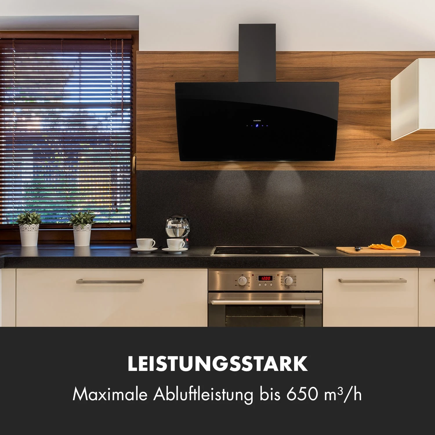 Annabelle 90 Dunstabzugshaube Glas 595 M³/h Touch-Armatur Schwarz 4 Annabelle 90 Dunstabzugshaube Glas 595 M³/h Touch-Armatur Schwarz – Bild 2