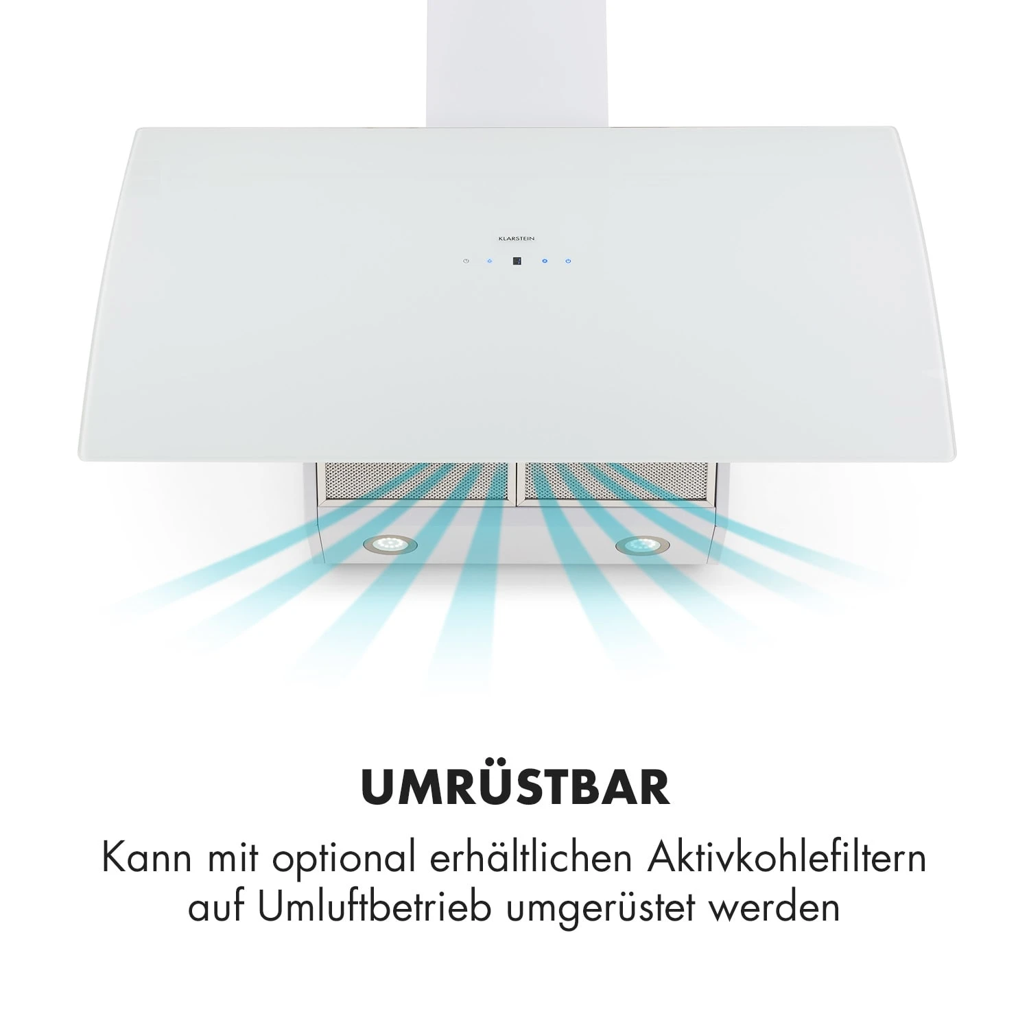 Annabelle 90 Dunstabzugshaube Glas 595 M³/h Touch-Armatur Weiß 7 Annabelle 90 Dunstabzugshaube Glas 595 M³/h Touch-Armatur Weiß – Bild 5