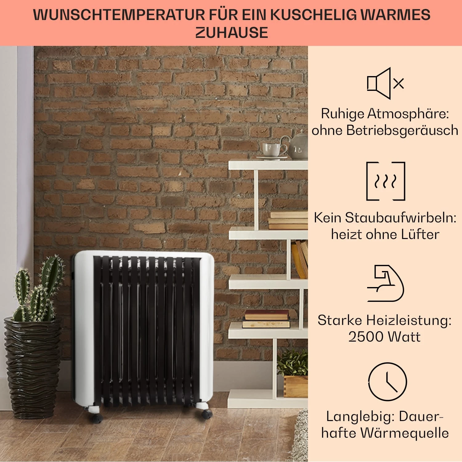 Thermaxx 2500 Ölradiator 2500W 5-35° C 24h-Timer Weiß/schwarz 4 Thermaxx 2500 Ölradiator 2500W 5-35° C 24h-Timer Weiß/schwarz – Bild 2