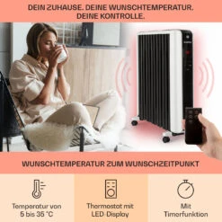 Thermaxx 2500 Ölradiator 2500W 5-35° C 24h-Timer Weiß/schwarz 14 Thermaxx 2500 Ölradiator 2500W 5-35° C 24h-Timer Weiß/schwarz -Klarstein 10032775 de 0003 usp