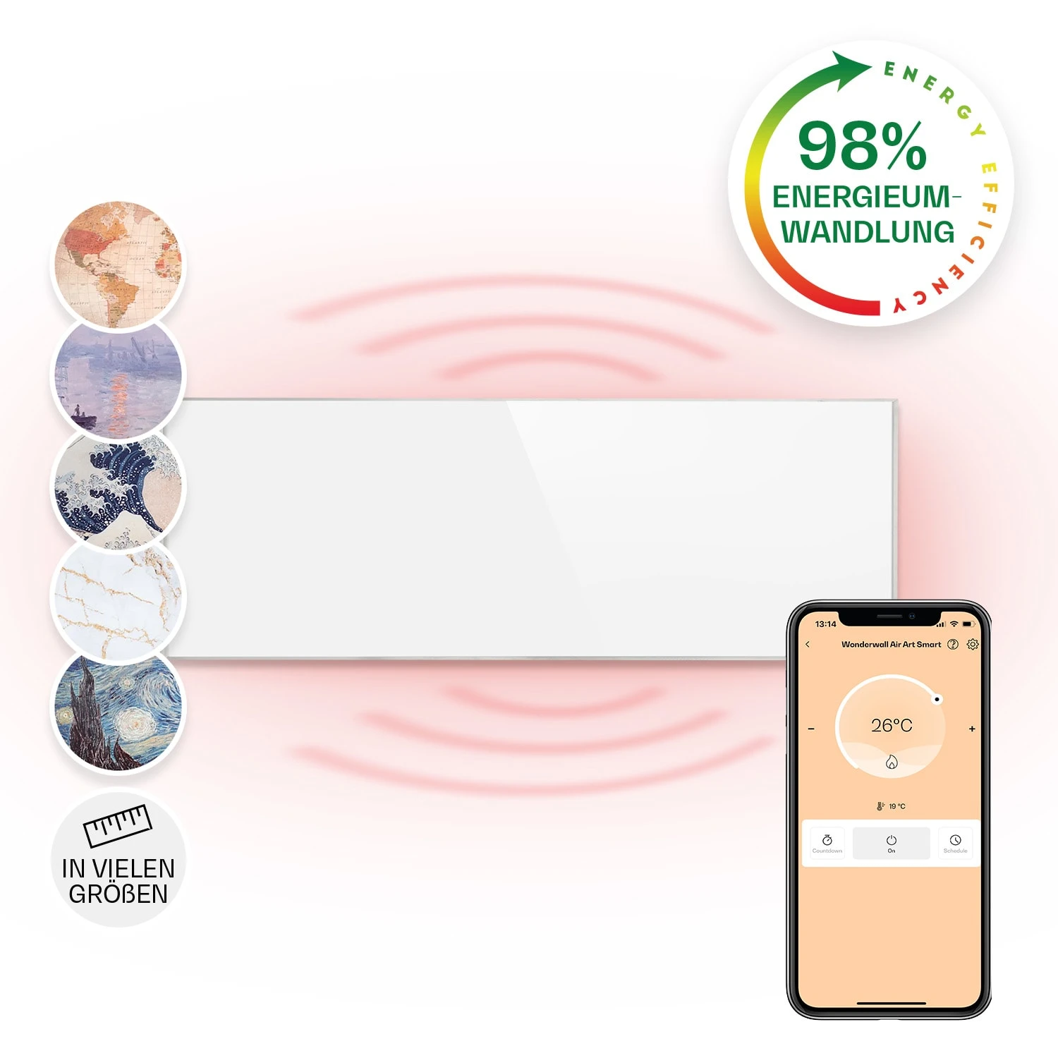 Wonderwall Smart Infrarotheizung 100x30cm App 300W Wochentimer IP24 3 Wonderwall Smart Infrarotheizung 100x30cm App 300W Wochentimer IP24
