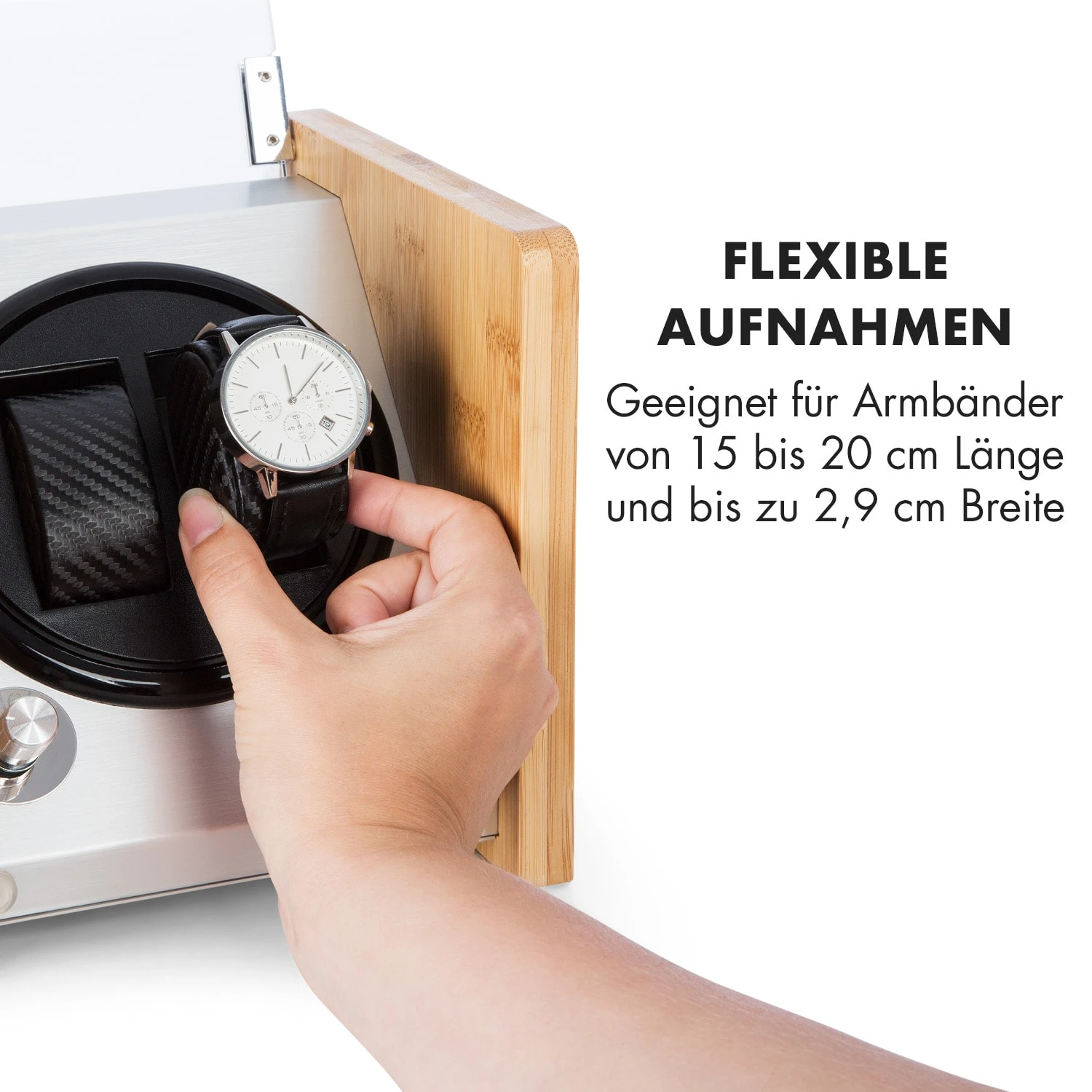 Hanoi 2 Uhrenbeweger, 2 Uhren, 3 Geschwindigkeiten, 4 Modi, Bambus 9 Hanoi 2 Uhrenbeweger, 2 Uhren, 3 Geschwindigkeiten, 4 Modi, Bambus – Bild 7