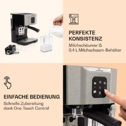 BellaVita Kaffeemaschine 3-in-1 1450 W 20 Bar Milchschäumer -Klarstein 10032806 de 0003 logo