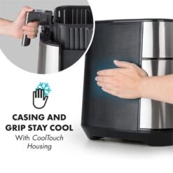 AeroVital Heißluftfritteuse 1700W 5,4 Liter Timer Edelstahl Silber -Klarstein 10032848 yy 0006 logo Klarstein AeroVital Heissluftfritteuse silber reedit