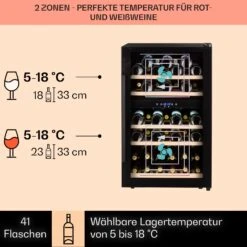 Barossa 40 Duo Weinkühlschrank 2 Zonen 41 Flaschen Glastür Touch LED 11 Barossa 40 Duo Weinkühlschrank 2 Zonen 41 Flaschen Glastür Touch LED -Klarstein 10032924 de 0003 usp