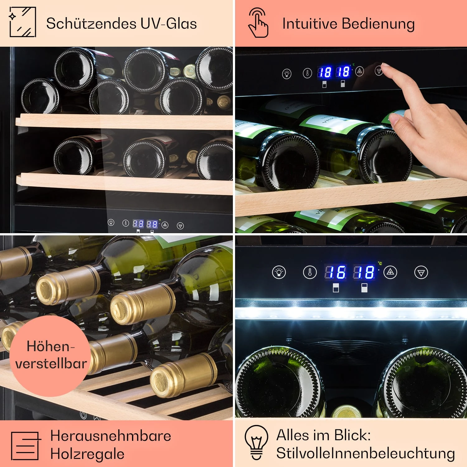Barossa 40 Duo Weinkühlschrank 2 Zonen 41 Flaschen Glastür Touch LED 7 Barossa 40 Duo Weinkühlschrank 2 Zonen 41 Flaschen Glastür Touch LED – Bild 5