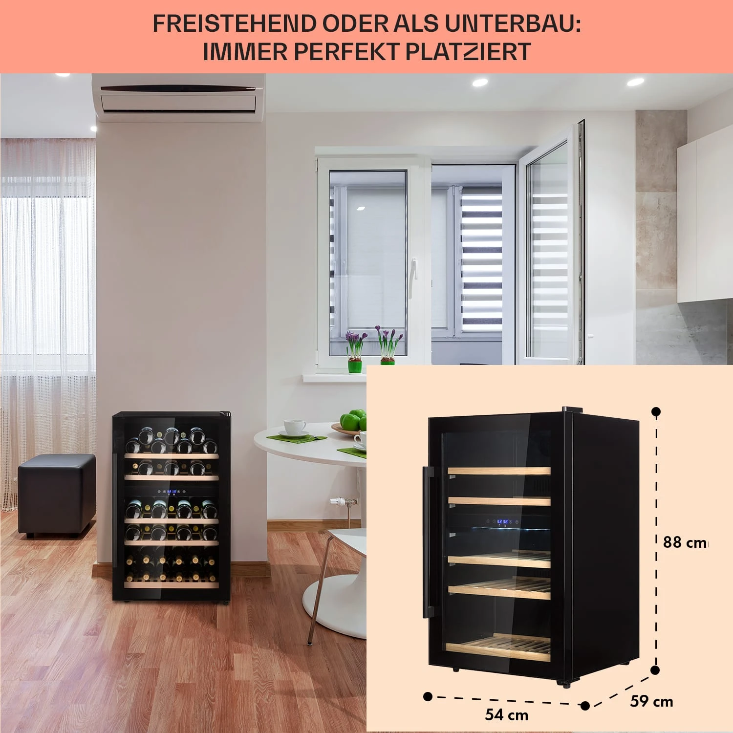 Barossa 40 Duo Weinkühlschrank 2 Zonen 41 Flaschen Glastür Touch LED 8 Barossa 40 Duo Weinkühlschrank 2 Zonen 41 Flaschen Glastür Touch LED – Bild 6