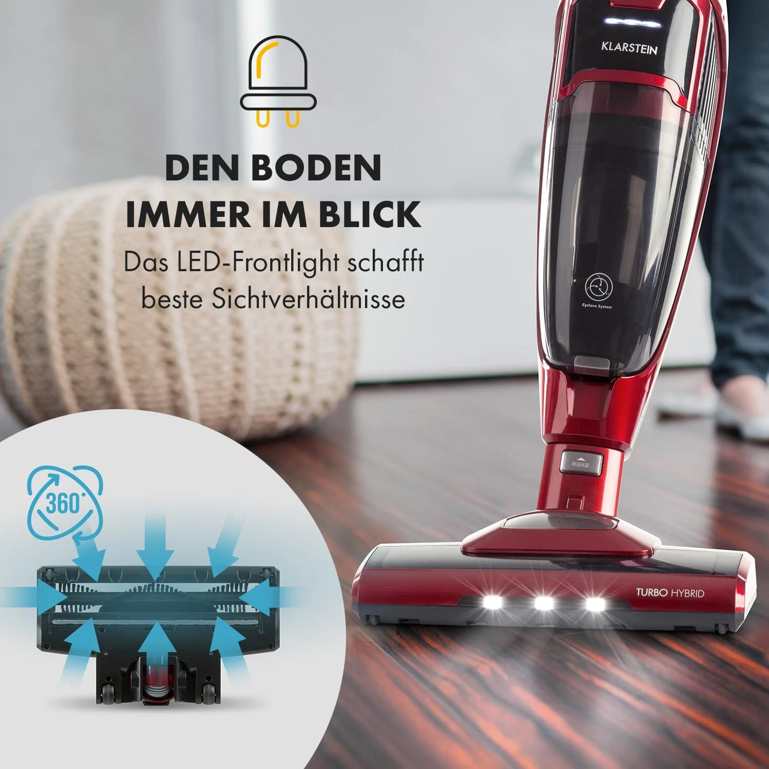 TurboHybrid Staubsauger Boden- Und Handstaubsauger Metallic-rot 4 TurboHybrid Staubsauger Boden- Und Handstaubsauger Metallic-rot – Bild 2