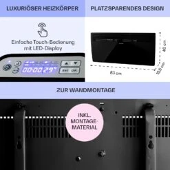 Hot Spot Slimcurve Heizgerät 80x40cm 40m² 2000W 5-40°C LED IP24 14 Hot Spot Slimcurve Heizgerät 80x40cm 40m² 2000W 5-40°C LED IP24 -Klarstein 10033017 de 0006 usp