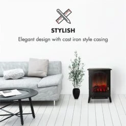 Graz Elektrischer Kamin 1000/2000W Thermostat PanoramaView 11 Graz Elektrischer Kamin 1000/2000W Thermostat PanoramaView -Klarstein 10033094 yy 0002 logo Electric Fireplace Black YH20