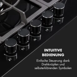 Ignito 5 Zonen Gaskochfeld 5-flammig Sabaf-Brenner Glaskeramik Schwarz -Klarstein 10033133 de 0004 logo