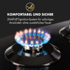 Ignito 5 Zonen Gaskochfeld 5-flammig Sabaf-Brenner Glaskeramik Schwarz -Klarstein 10033133 de 0006 logo
