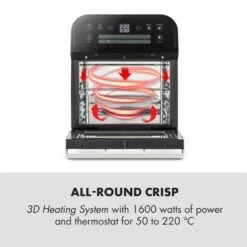 AeroVital Cube Heißluftfritteuse 1600W 12l Timer 16 Programme Schwarz 12 AeroVital Cube Heißluftfritteuse 1600W 12l Timer 16 Programme Schwarz -Klarstein 10033248 yy 0003 logo Klarstein AeroVital Cube Heissluftfritteuse schwarz reedit