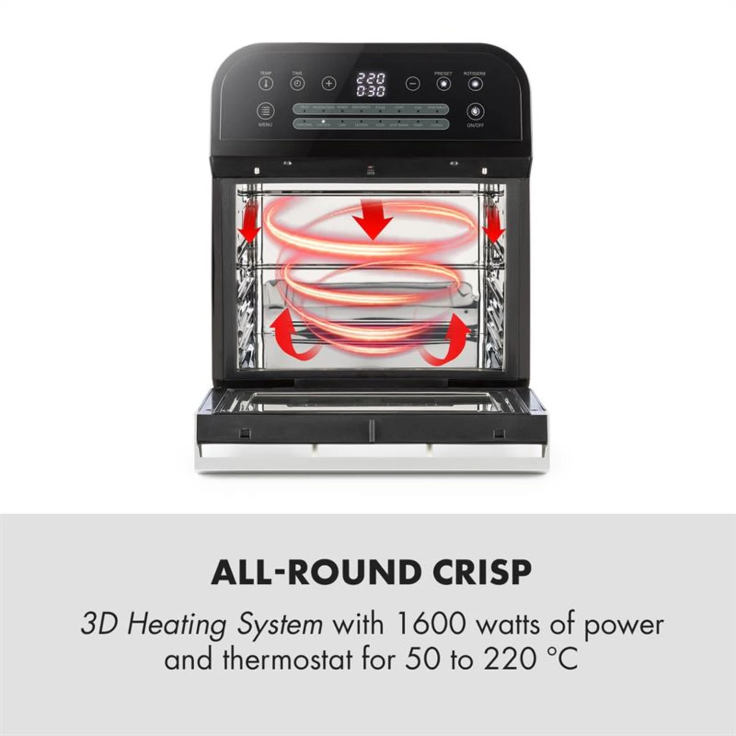 AeroVital Cube Heißluftfritteuse 1600W 12l Timer 16 Programme Schwarz 5 AeroVital Cube Heißluftfritteuse 1600W 12l Timer 16 Programme Schwarz – Bild 3