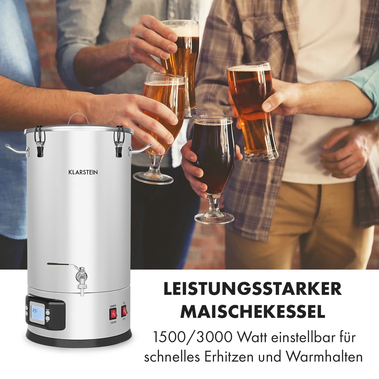 Maischfest Maischekessel 5 Teile 1500/3000W 30l LCD Edelstahl 4 Maischfest Maischekessel 5 Teile 1500/3000W 30l LCD Edelstahl – Bild 2