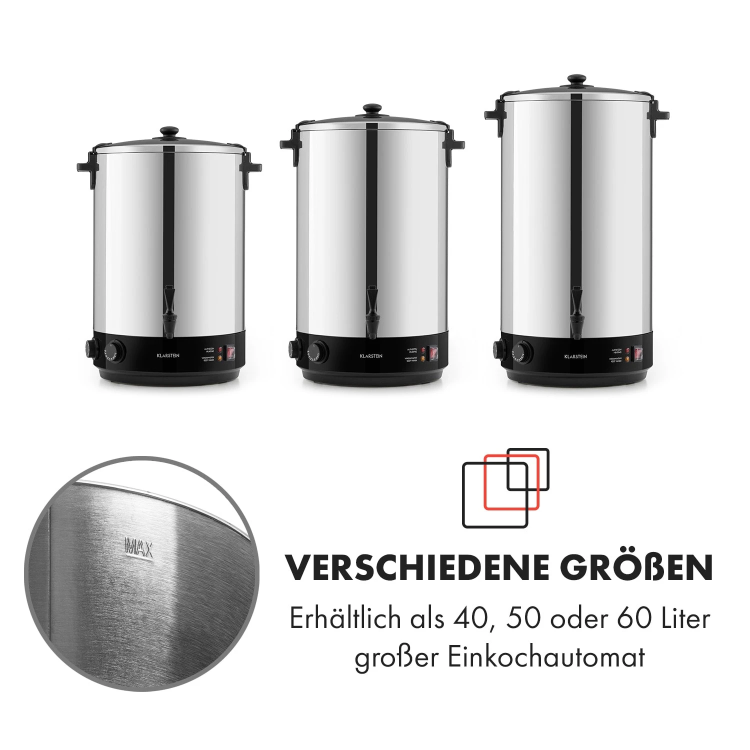 KonfiStar 40 Einkochautomat Getränkespender 2500W 40L Edelstahl 11 KonfiStar 40 Einkochautomat Getränkespender 2500W 40L Edelstahl – Bild 9