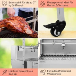 Sauenland Pro Spanferkelgrill Drehspieß 13W 4 Rollen Edelstahl 13 Sauenland Pro Spanferkelgrill Drehspieß 13W 4 Rollen Edelstahl -Klarstein 10033566 de 0005 usp