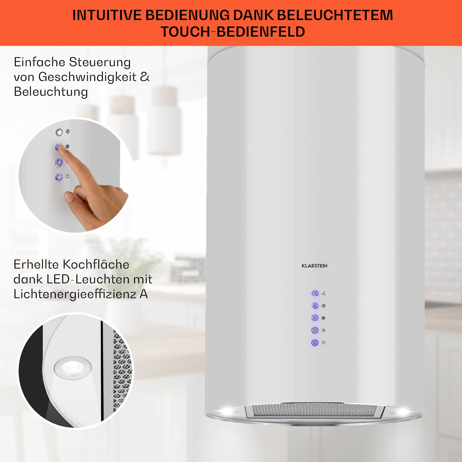 Beretta Inselabzugshaube Ø35cm Ab-/Umluft 650m³/h LED Edelstahl 6 Beretta Inselabzugshaube Ø35cm Ab-/Umluft 650m³/h LED Edelstahl – Bild 4