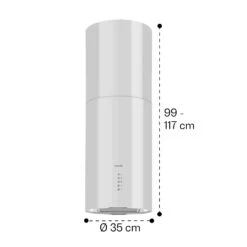 Beretta Inselabzugshaube Ø35cm Ab-/Umluft 650m³/h LED Edelstahl 18 Beretta Inselabzugshaube Ø35cm Ab-/Umluft 650m³/h LED Edelstahl -Klarstein 10033719 yy 0011 dimensions