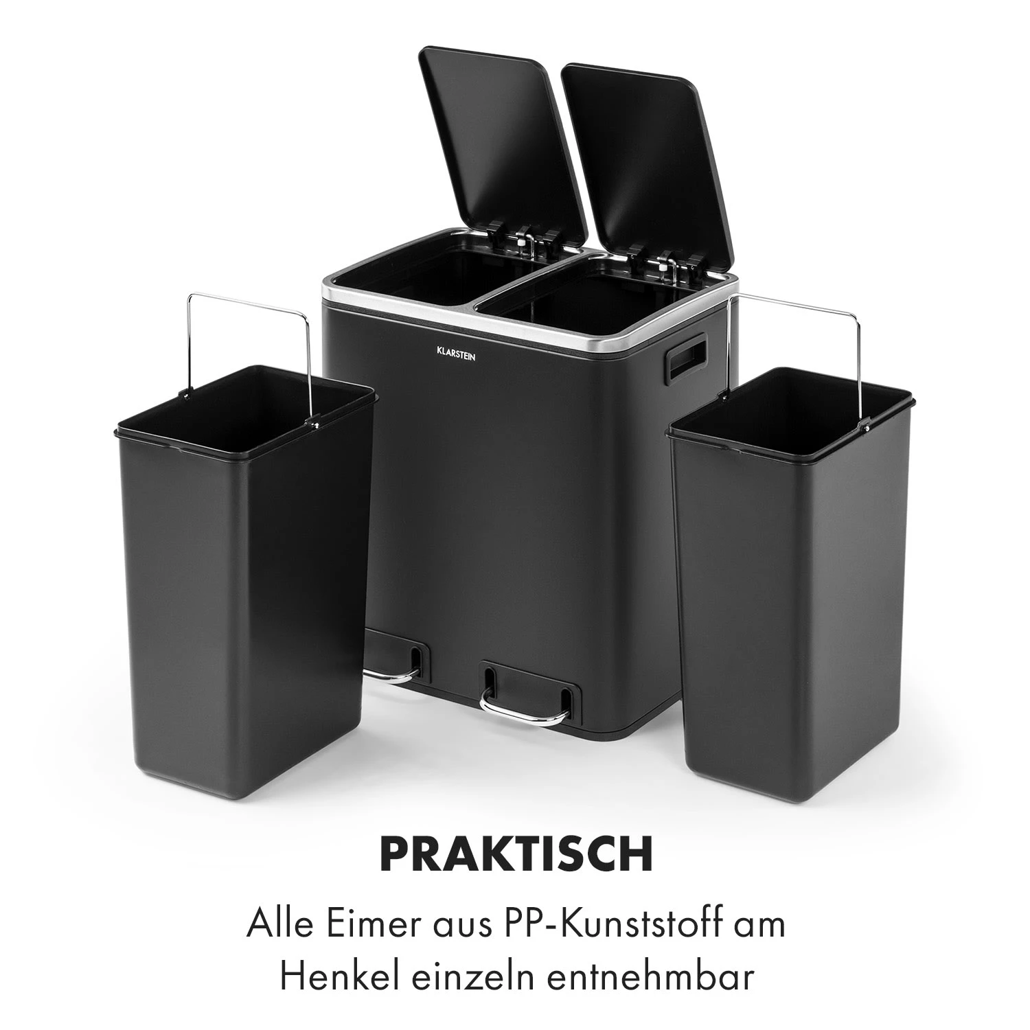Trash Gordon Treteimer 30L / 2x15L Geräuschlos PP Edelstahl Schwarz 7 Trash Gordon Treteimer 30L / 2x15L Geräuschlos PP Edelstahl Schwarz – Bild 5