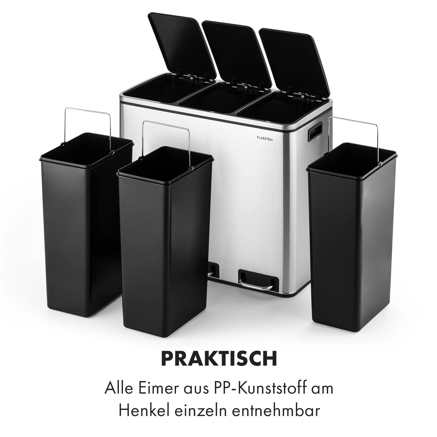 Grandmaster Trash Treteimer 54l / 3x18L Geräuschlos PP Edelstahl 7 Grandmaster Trash Treteimer 54l / 3x18L Geräuschlos PP Edelstahl – Bild 5