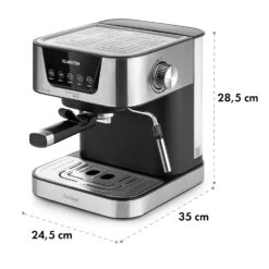 Arabica Espressomaschine 1050W 15 Bar 1,5l Touch-Bedienfeld Edelstahl -Klarstein 10033729 yy 0011 dimensions