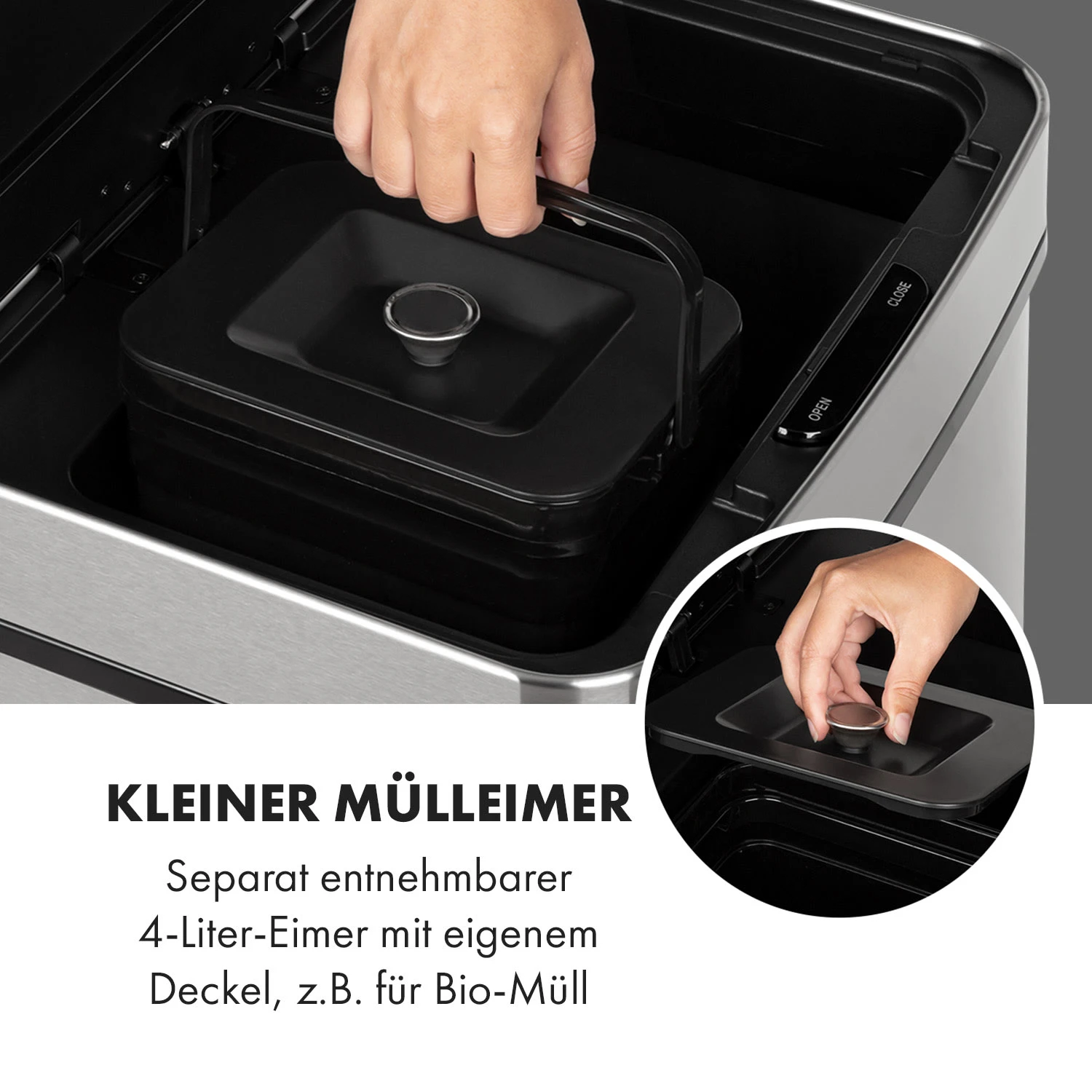 Touchless Müllsammler Sensor 72L 4 Behälter ABS PP Edelstahl Gebürstet 6 Touchless Müllsammler Sensor 72L 4 Behälter ABS PP Edelstahl Gebürstet – Bild 4