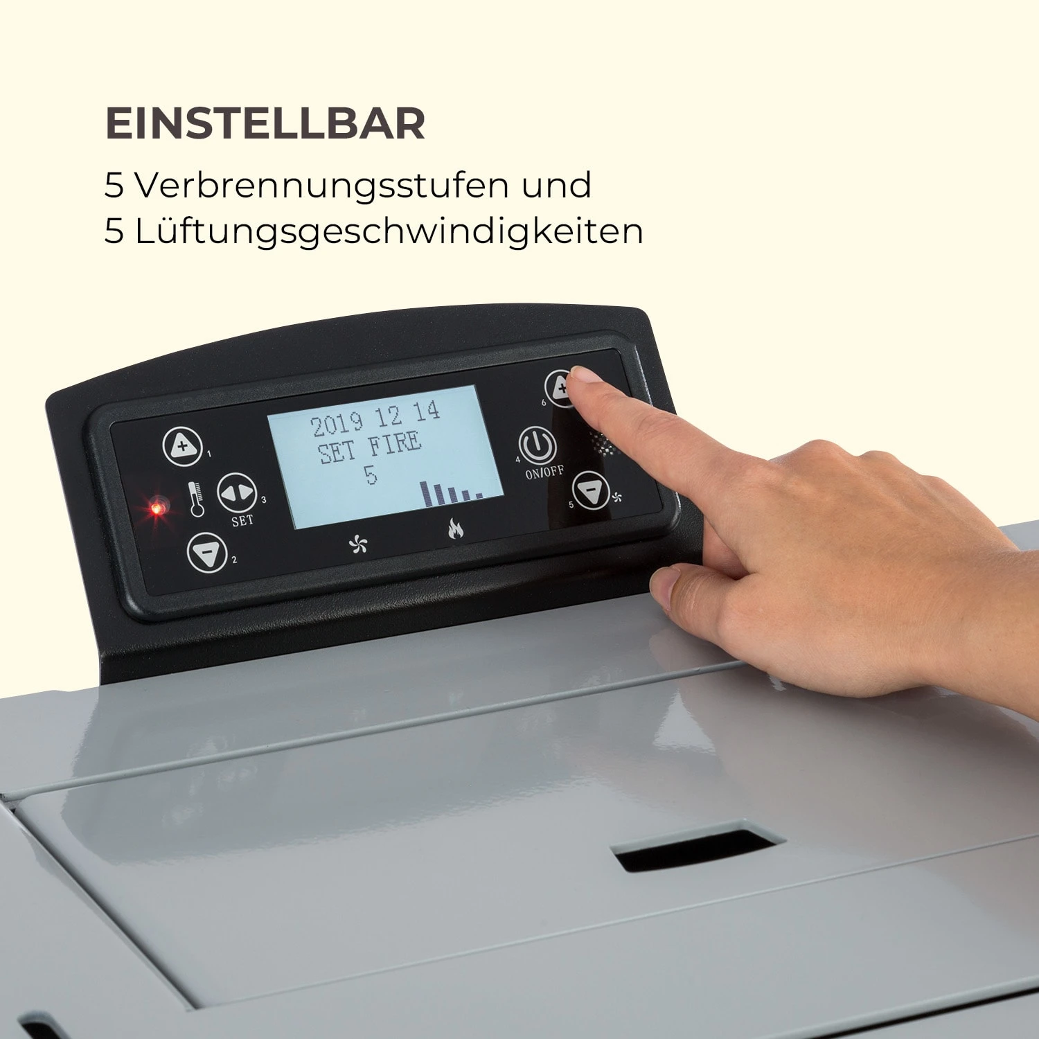Energiewende Pelletofen 5/10 KW 5 Stufen Timer 18kg 250m³ Fernbedienung Grau 9 Energiewende Pelletofen 5/10 KW 5 Stufen Timer 18kg 250m³ Fernbedienung Grau – Bild 7