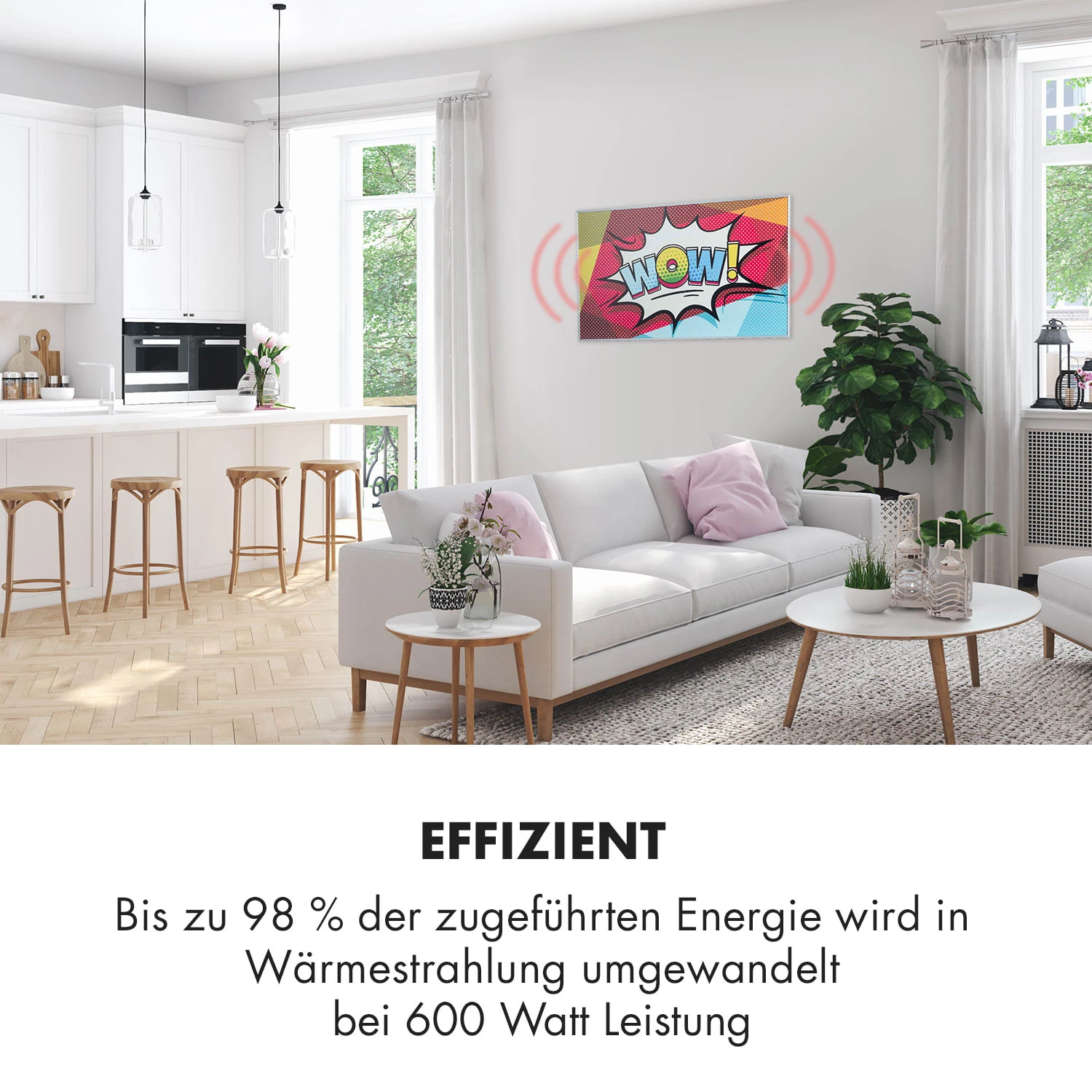 Wonderwall Air Art 60 Infrarotheizung 101x60cm 600W Wandinstallation Fernbedienung 4 Wonderwall Air Art 60 Infrarotheizung 101x60cm 600W Wandinstallation Fernbedienung – Bild 2